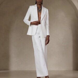 Never Worn Banana Republic White Salma Wide-Leg Linen Tuxedo Pant_Size 12